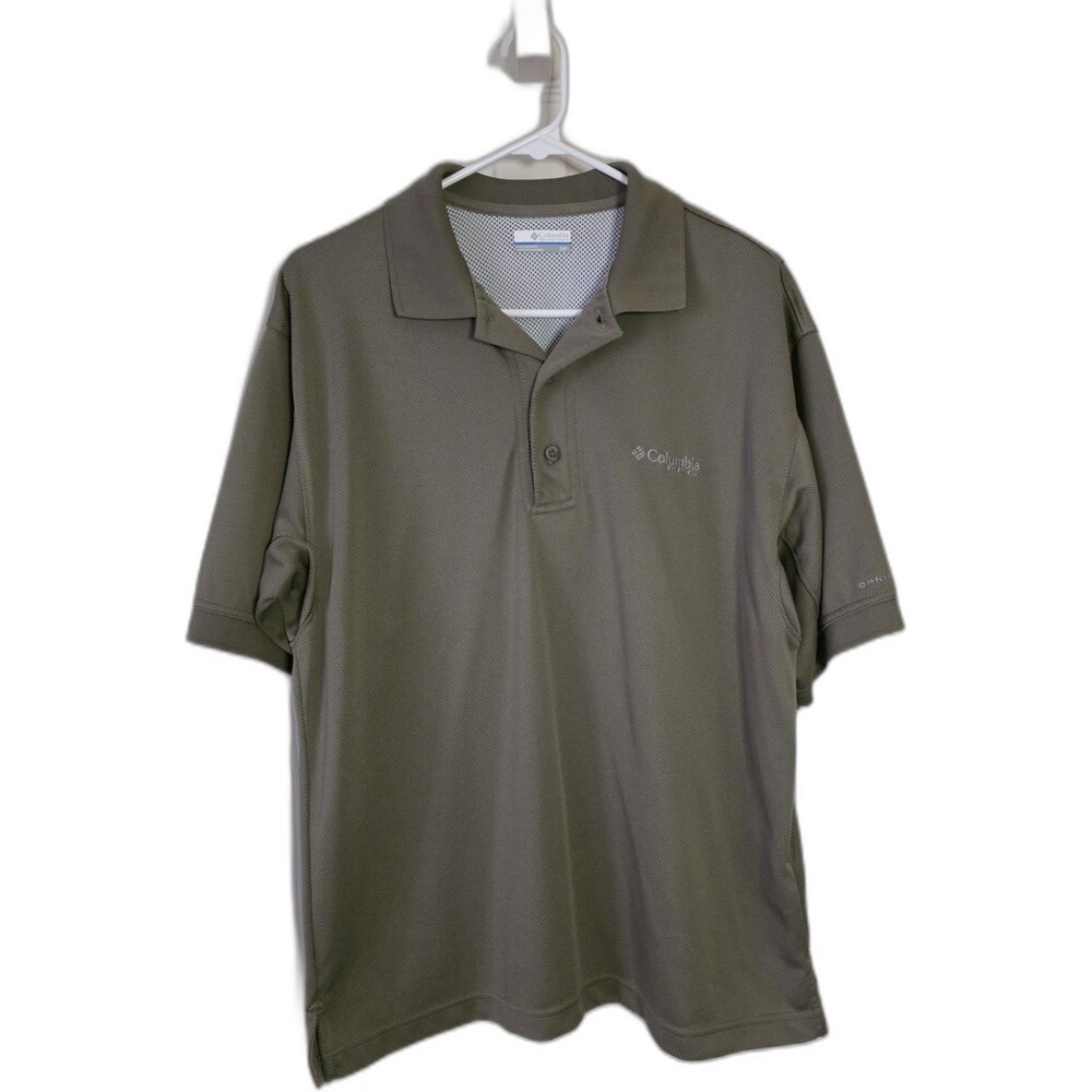Columbia Polo Shirt PFG Omni Shade Dimpled Fishing Mens S Grey Green